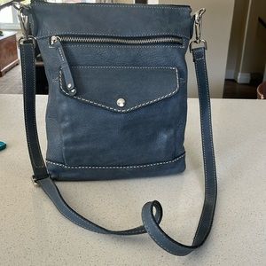 Roots Blue Leather Shoulder Bag